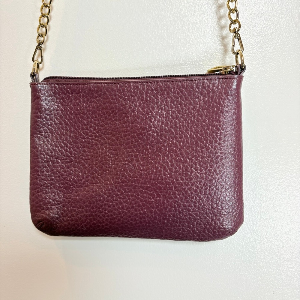 Lodis Mini Pebbled Leather Crossbody Bag Burgundy Gold Chain Small Zip Purse